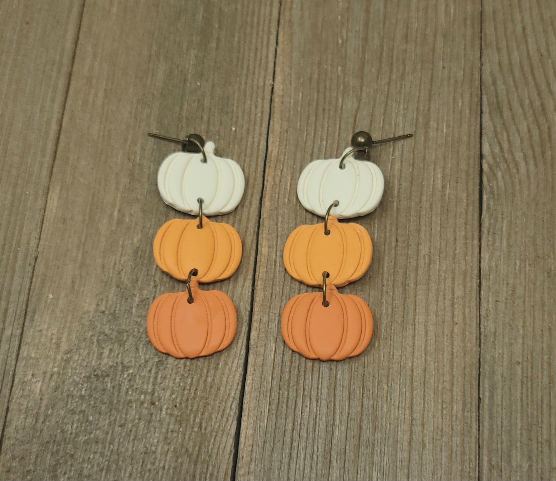 Clay pumpkin earrings--ombre dangles