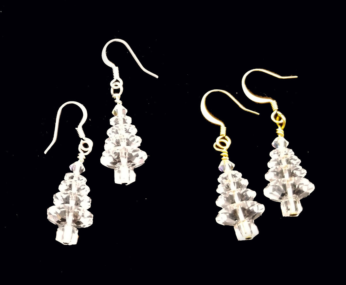 Swarovski crystal Christmas tree earrings Fearfully and Wonderfully