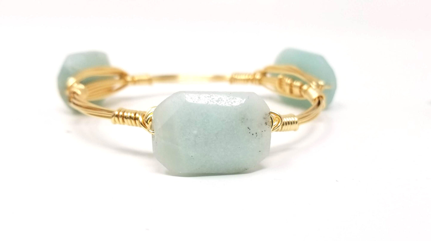 Amazonite bangle, amazonite cluster bangle, fieldstone bangle set