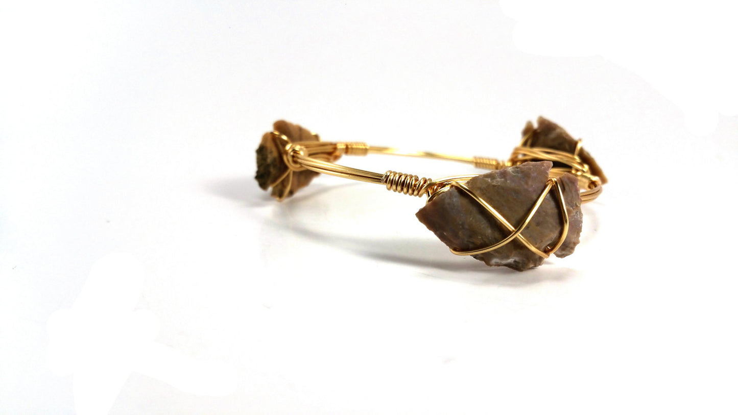 Arrowhead bangle and turquoise bracelet set