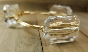 Large clear crystal bangle bracelet
