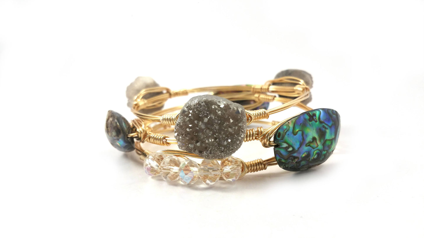 Abalone shell bangle bracelet/ Paua shell bangle bracelet