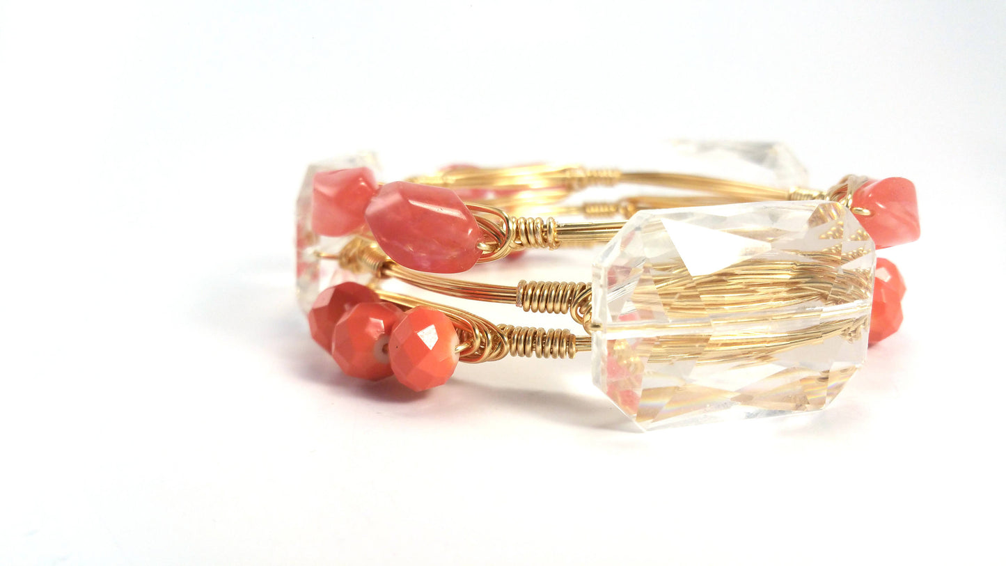 Large clear crystal bangle bracelet