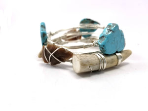 Turquoise bracelet, arrowhead bangle and antler bangle set of 3 bracelets