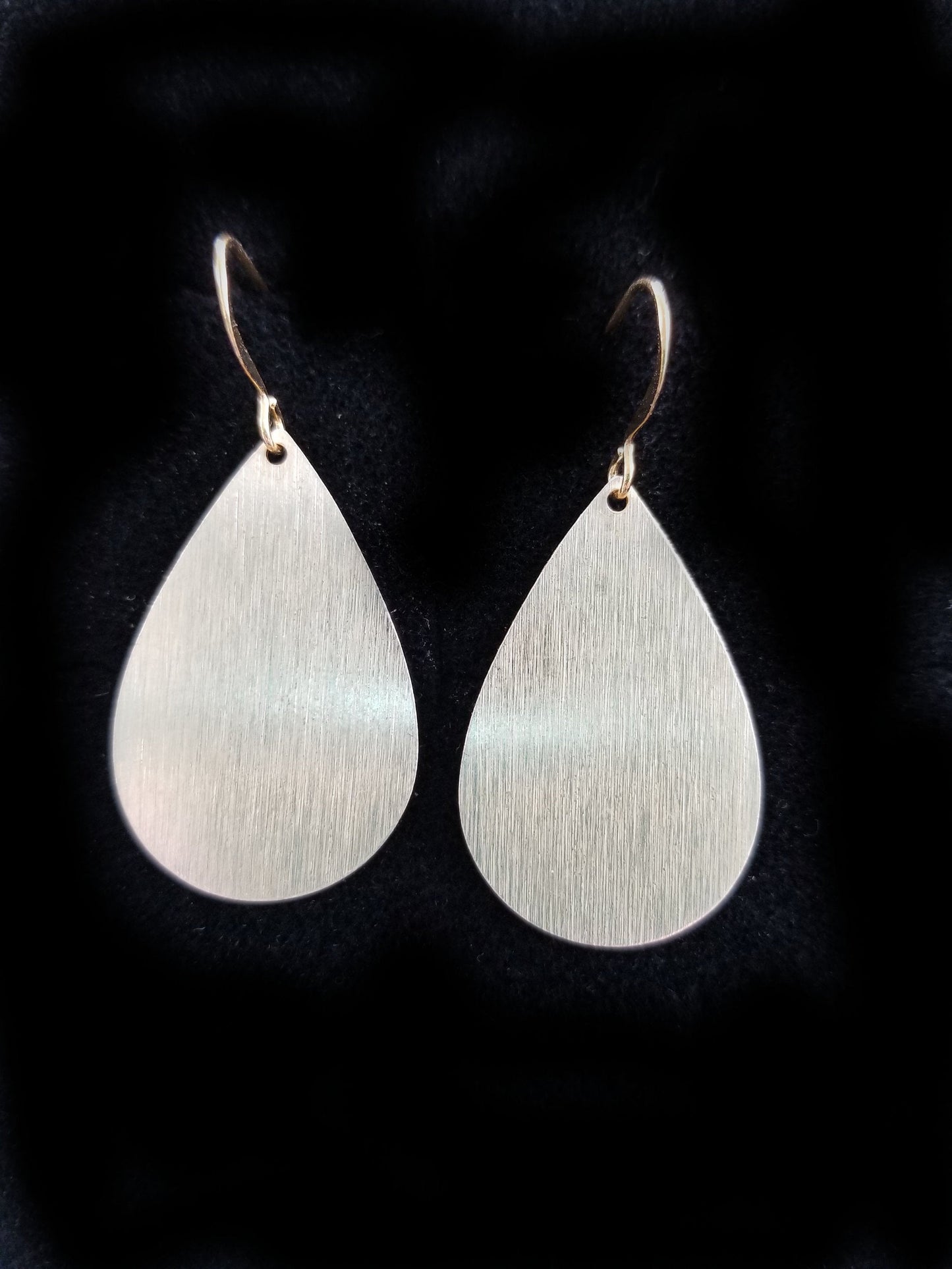 Brushed silver or gold teardrop earrings, brushed silver or gold light-weight earrings
