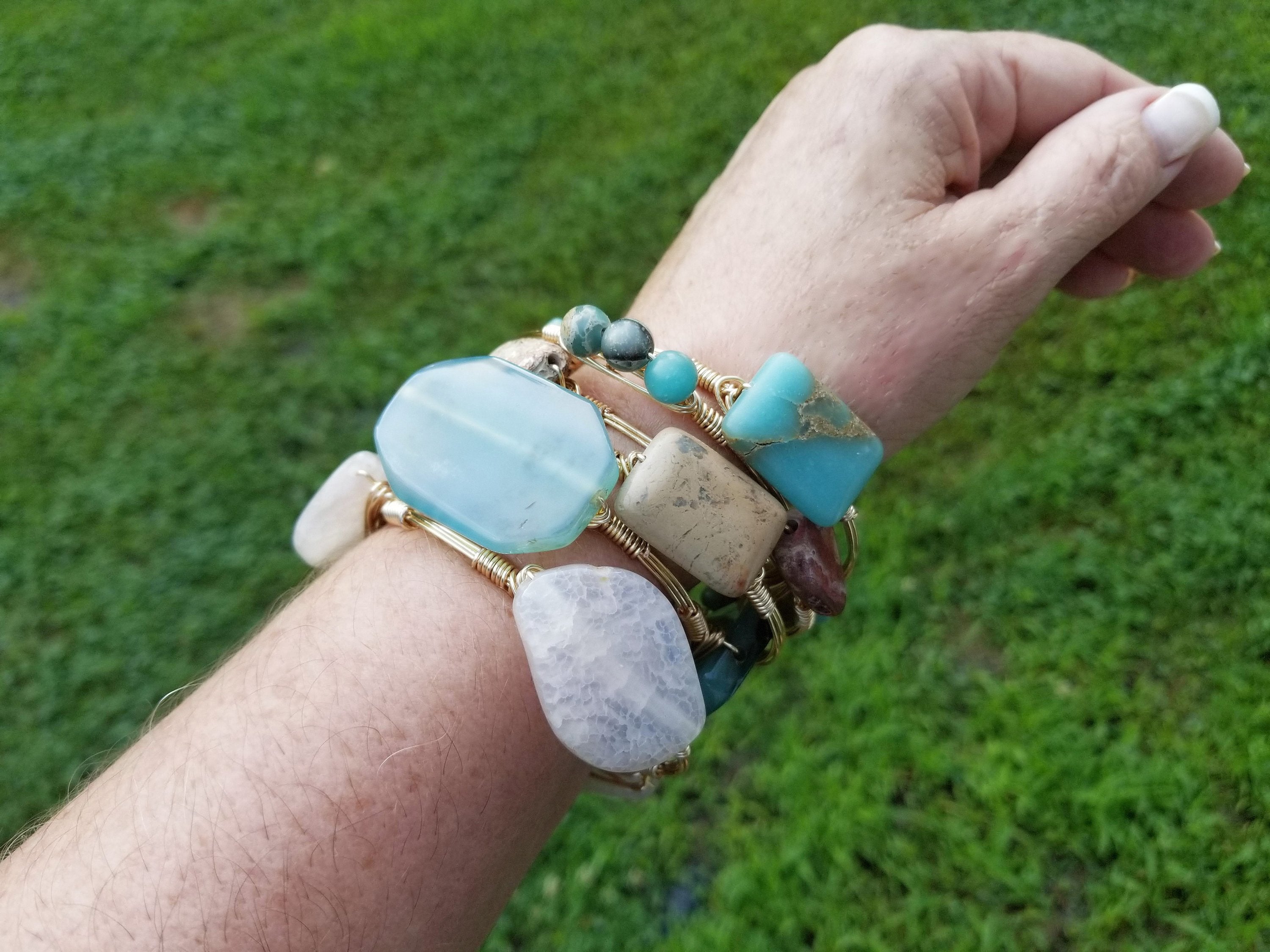 Aqua terra jasper clusterbangle bracelet