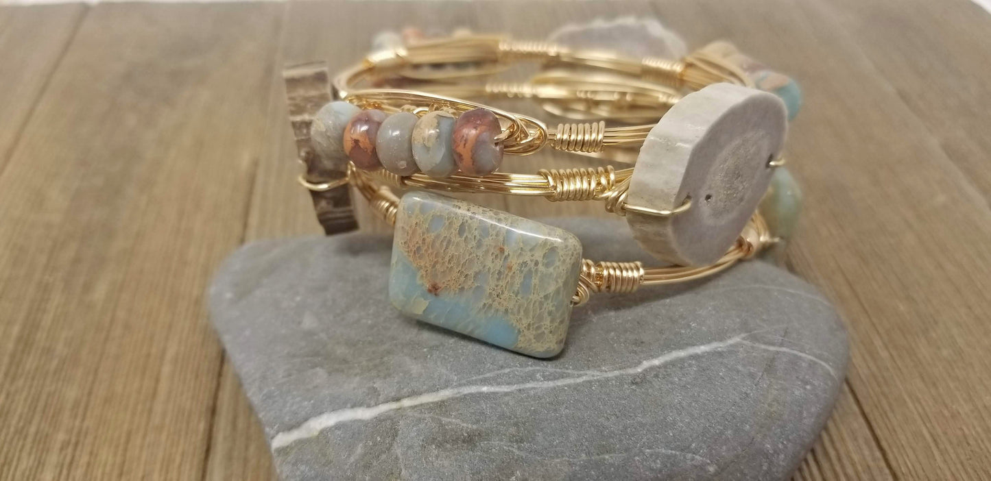 Aqua terra jasper bangle set