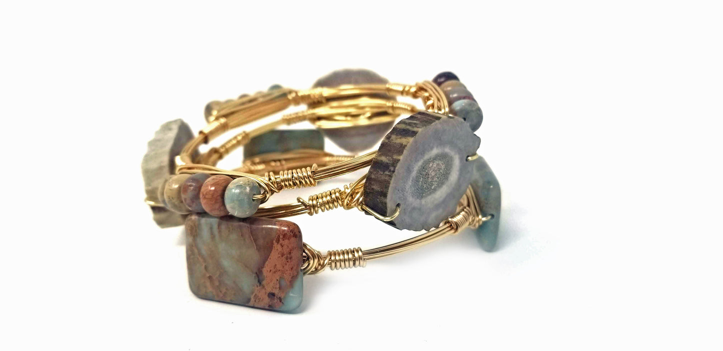 Aqua terra jasper bangle set