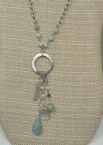 OOAK long Amazonite and silver necklace