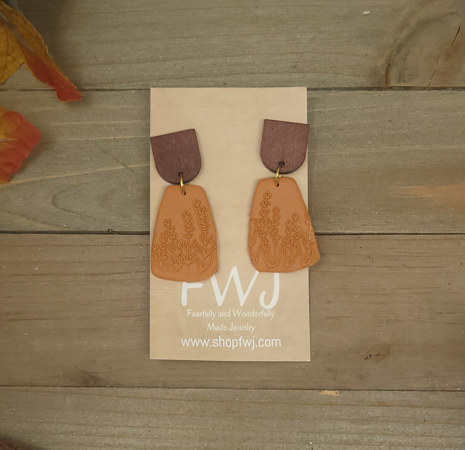 Rust colored clay earrings