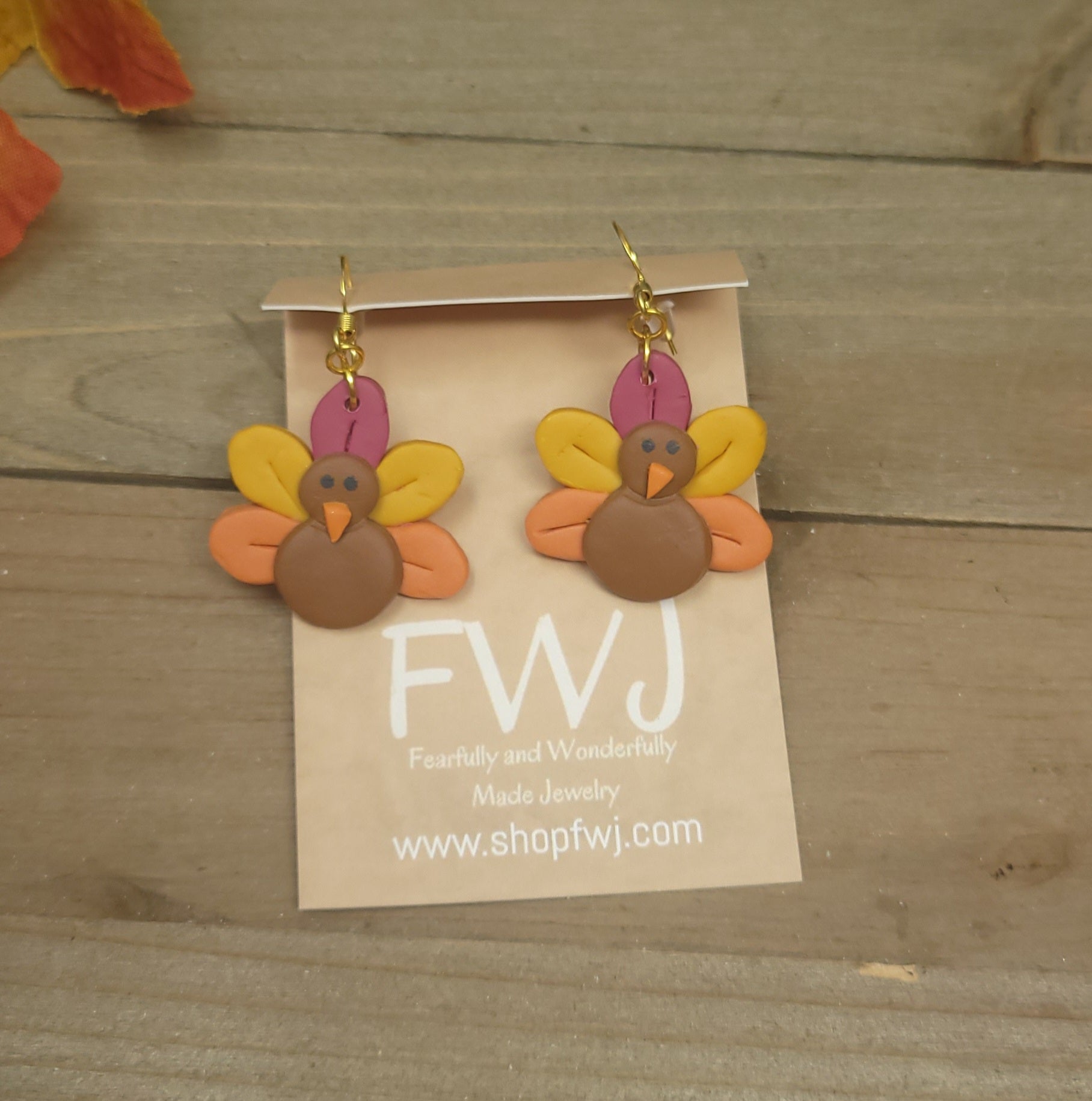 Thanksgiving Turkey earrings, clay earrings, Thanksgiving earrings