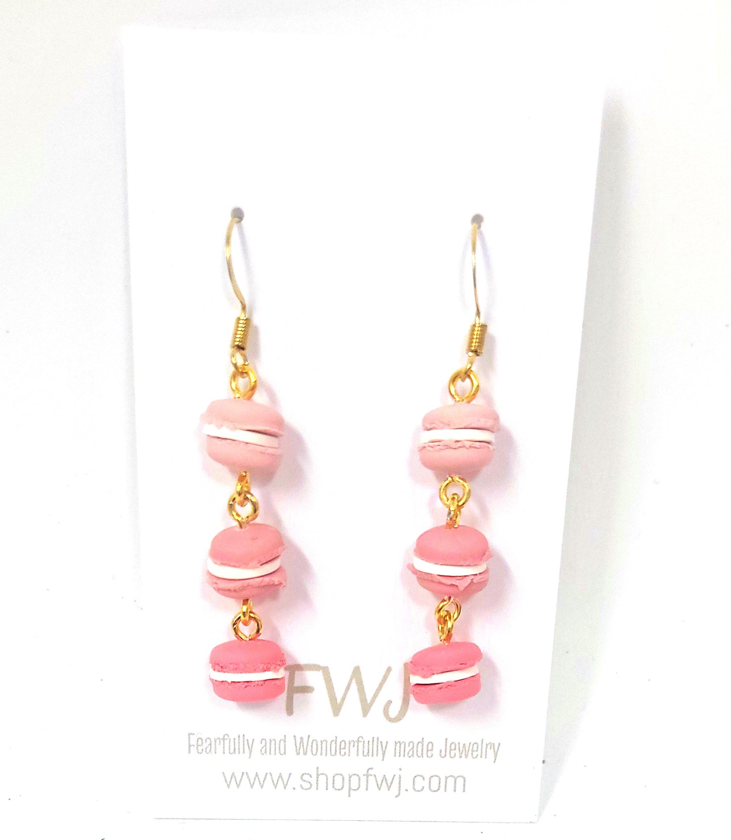 Polymer clay macaron earrings, pink macaron earrings