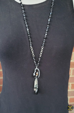 OOAK long black Agate necklace