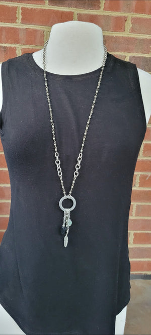 OOAK long Pyrite chain tassel necklace