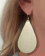 Brushed silver or gold teardrop earrings, brushed silver or gold light-weight earrings