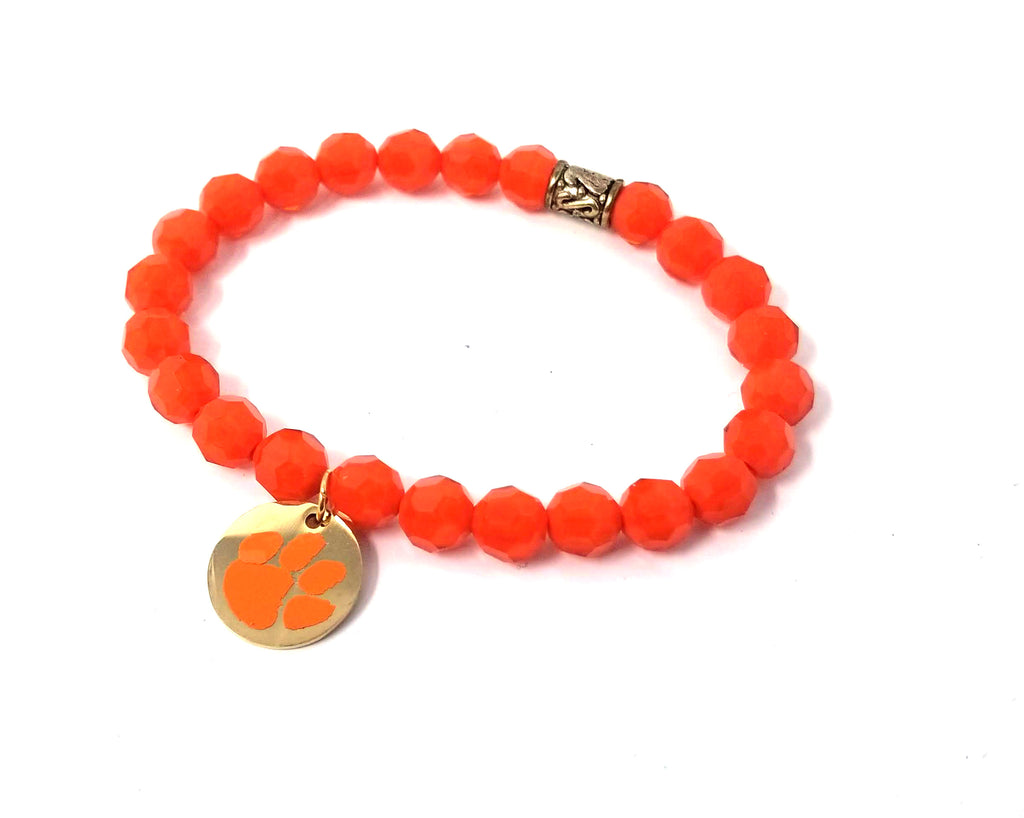 Clemson beaded bracelet, Clemson bracelets, Clemson game day jewelry, Clemson Tigers orange bracelet