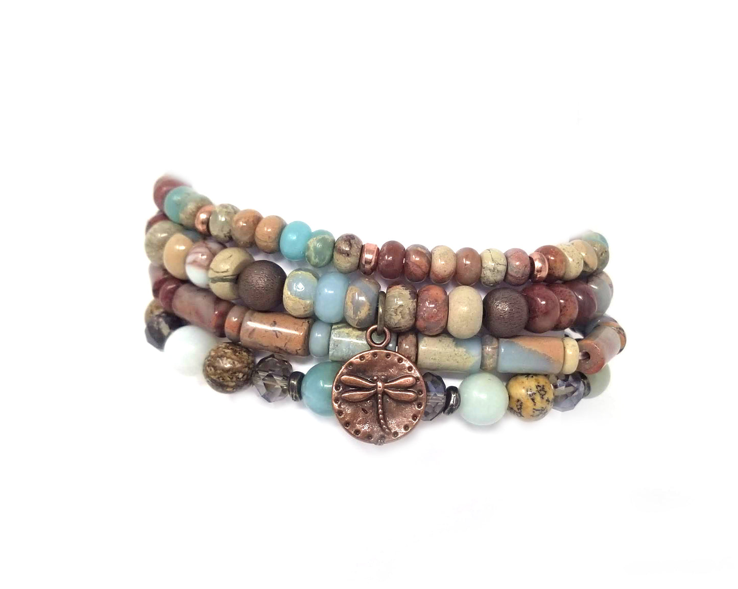 Aqua terra jasper stacking bracelets, set of 4 gemstone bracelets