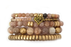 Sunstone stretch individual bracelets or set of 5 bracelets