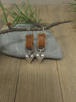 Leather and silver heart earring