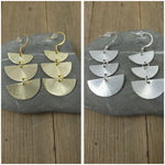 Brushed gold or silver half moon earrings