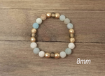 Frosted Amazonite and gold stacking bracelets, set of 4