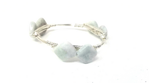 Robin's egg blue agate bangle, amazonite cluster bangle, and serpentine bangle set