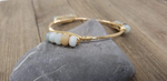 Turquoise slab bangle, amazonite cluster bracelet, crystal bangle set of 3 bangles