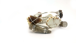 Arrowheads, antlers, and white howlite set of 3 bangle bracelets