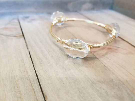 Aquamarine bangle, pearl bangle  and crystal bangle set of 3 bangle bracelets