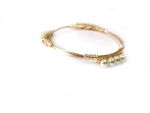 Citrine bangle, mini pearl bracelet, clear crystal oval bangle set