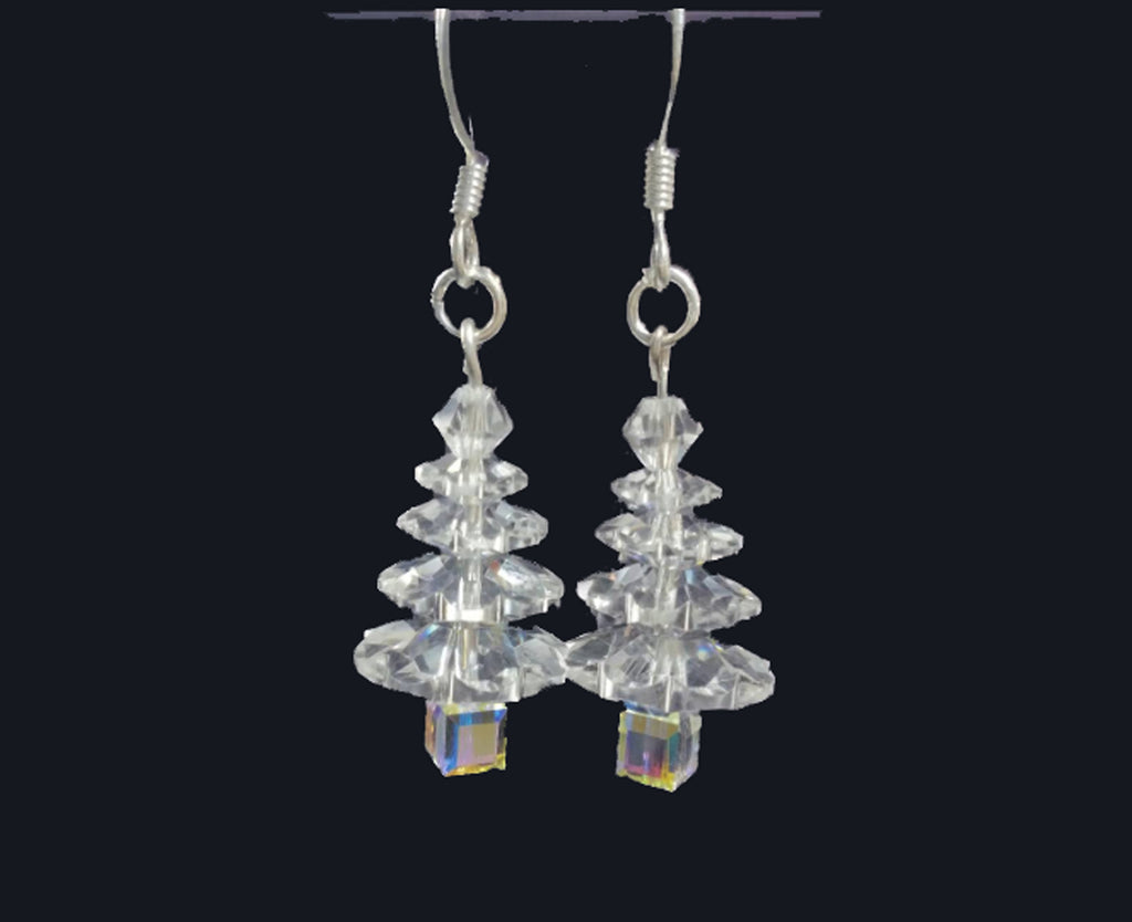 Swarovski crystal Christmas tree earrings
