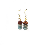 Three stone drop earrings--Aqua terra jasper, labradorite, or amazonite