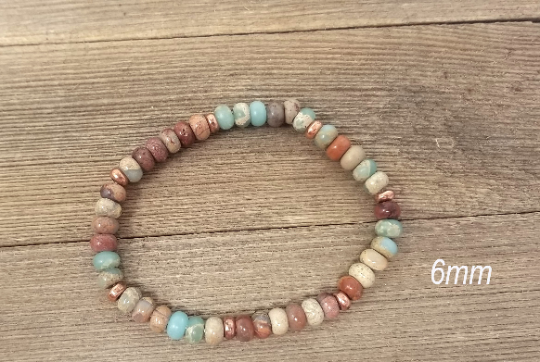 Aqua terra jasper stacking bracelets, set of 4 gemstone bracelets