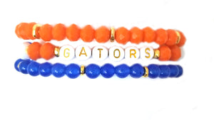 University of Florida  word bracelet set of 3 stretch bracelets, GATOR bracelets
