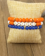 University of Florida  word bracelet set of 3 stretch bracelets, GATOR bracelets
