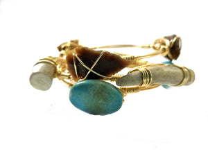 Arrowhead bangle and turquoise bracelet set