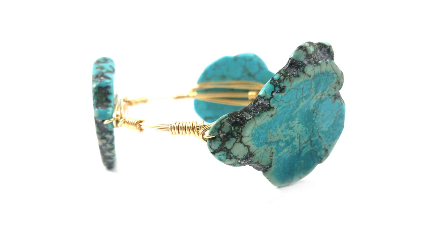 Abalone shell bangle, turquoise bangle, labradorite bangle set of 3 bracelets