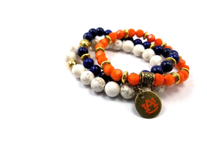 Auburn beaded bracelet , Auburn bracelet, Auburn game day jewelry, AU Tigers bracelets, AU orange bracelet