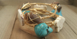 Turquoise nugget bangle bracelet