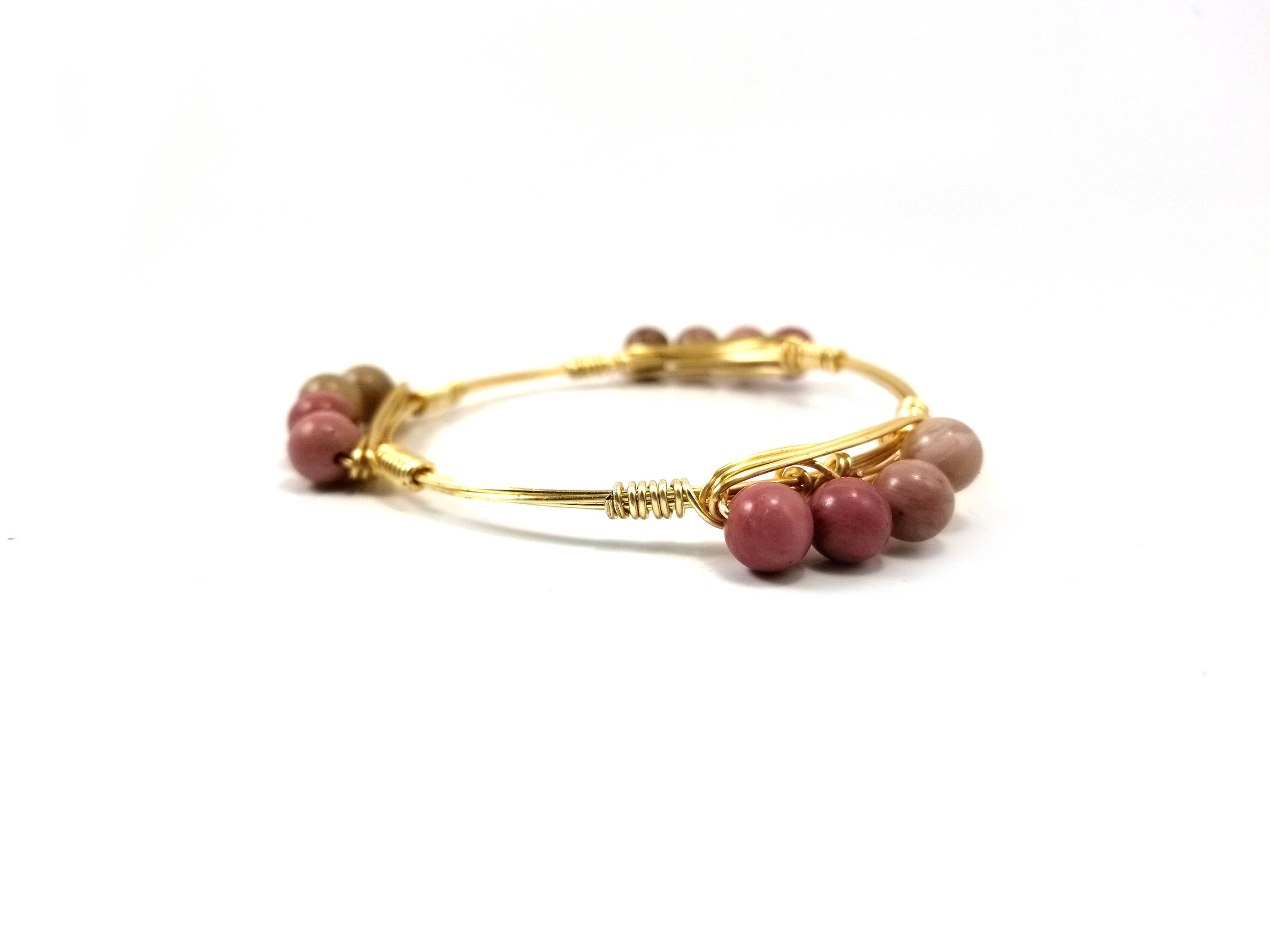 Pink Rhodonite bangle bracelet
