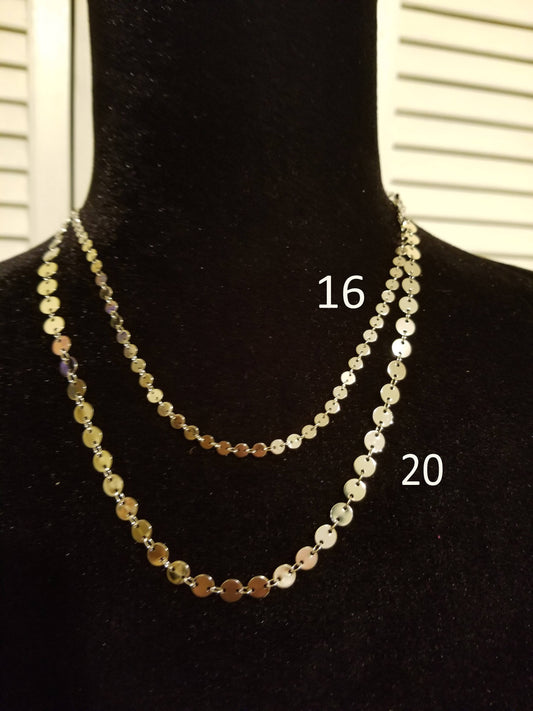 Sequin chain necklace, coin chain necklace