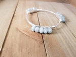 Aquamarine abacus cluster bangle bracelet