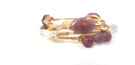 Strawberry quartz  bangle, crystal cluster bangles set of 3 bangles